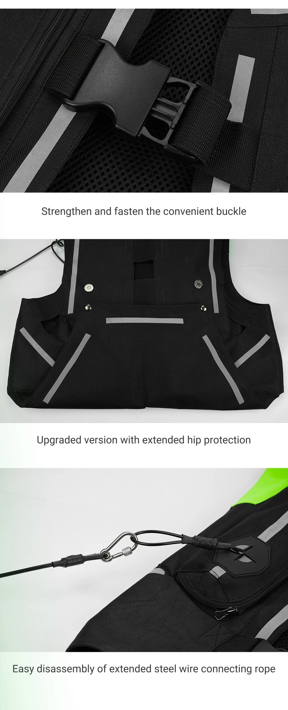 Gilet con airbag per moto, giacca protettiva per il corpo da moto, riflettente, airbag da motocross, gilet protettivo anticaduta