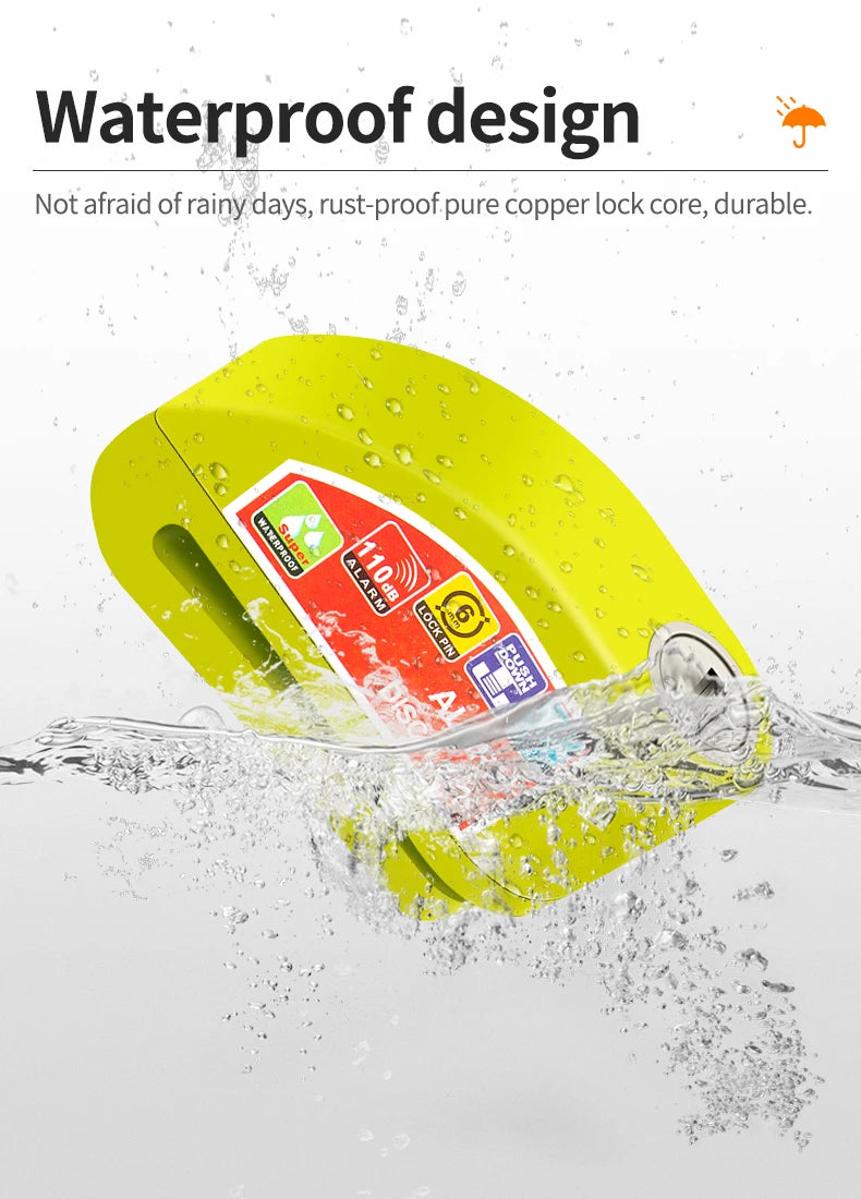 Motorcycle Bicycle Lock Alarm Safety Protection Padlock Disc Aluminum Alloy Anti-Theft Reminder Rope Lock Bag Motorcycle Accesso