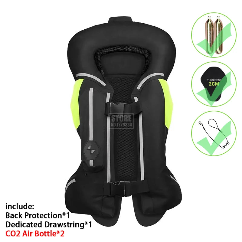 Gilet con airbag per moto, giacca protettiva per il corpo da moto, riflettente, airbag da motocross, gilet protettivo anticaduta
