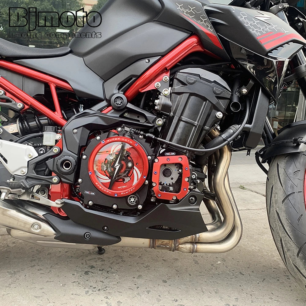 CNC Engine Racing Clear Clutch Cover For Kawasaki Z900RS ZR900 Z900 2017 2018 2019 2020 2021 2022 2023 2024