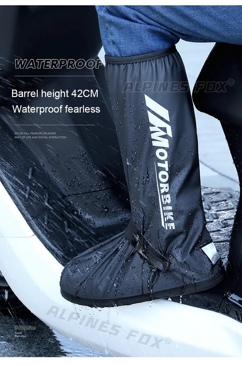 Motorcycle High Tube Rain Boots Waterproof Reflective Non-Slip Footwear Motorbike Cycling Bike Reusable Protection Accessories
