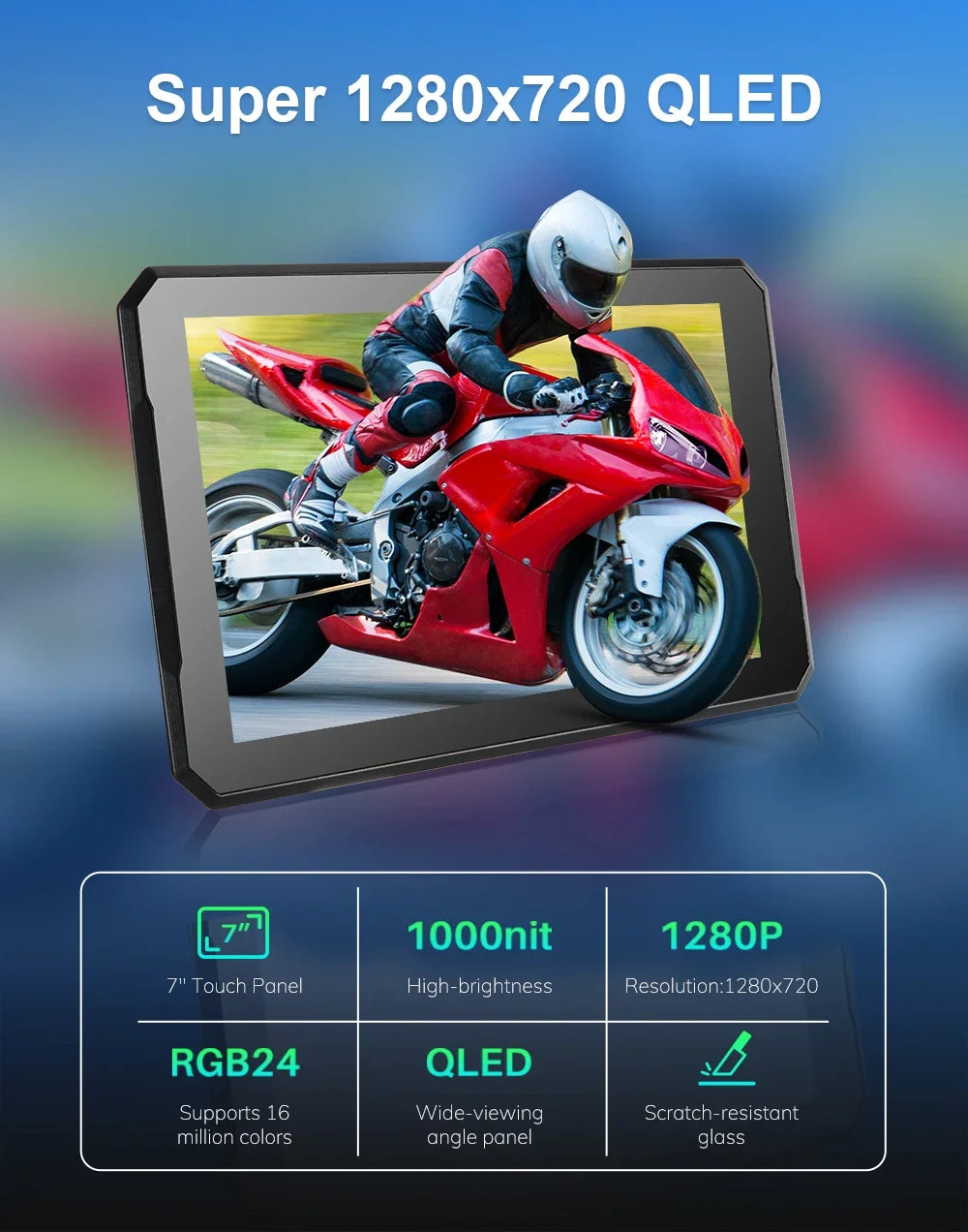 For BMW 7 Inch Portable Gps Navigation Motorcycle Navigator Wireless CarPlay Android Auto With Bluetooth Ipx7 Waterproof HD IPS