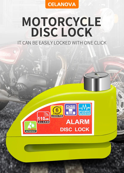 Motorcycle Bicycle Lock Alarm Safety Protection Padlock Disc Aluminum Alloy Anti-Theft Reminder Rope Lock Bag Motorcycle Accesso