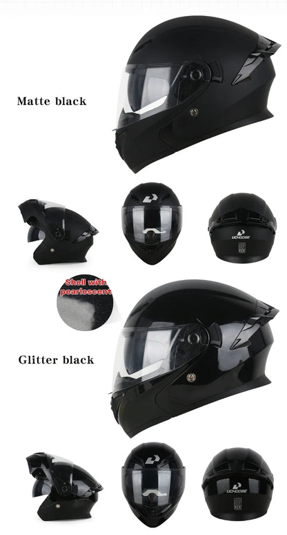 DOT Uchoose Approved Helmets Crash Motorbike Protective Gear Men Women Flip Up Helmet Motorcycle Visor Double Sun