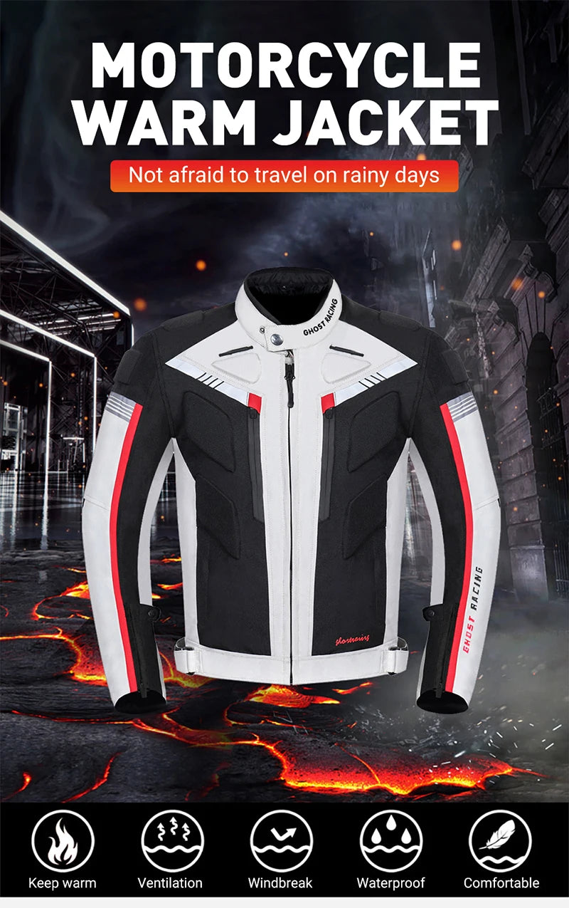 GHOST RACING Motorcycle Racing Jacket Man Waterproof Dirt Bike Pants Set With Protection Racing Suit Motocross Jacket Motor Suit
