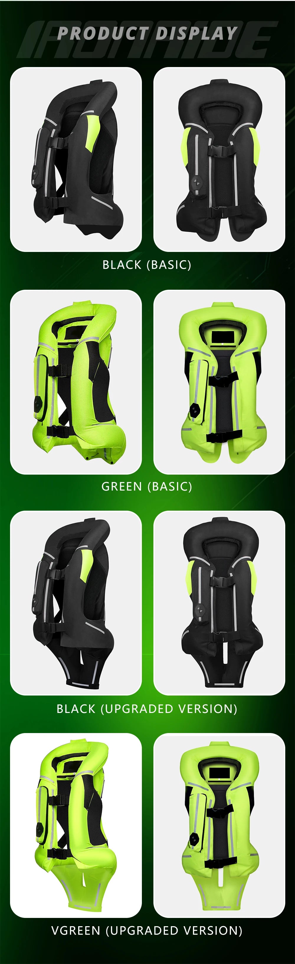 Gilet con airbag per moto, giacca protettiva per il corpo da moto, riflettente, airbag da motocross, gilet protettivo anticaduta