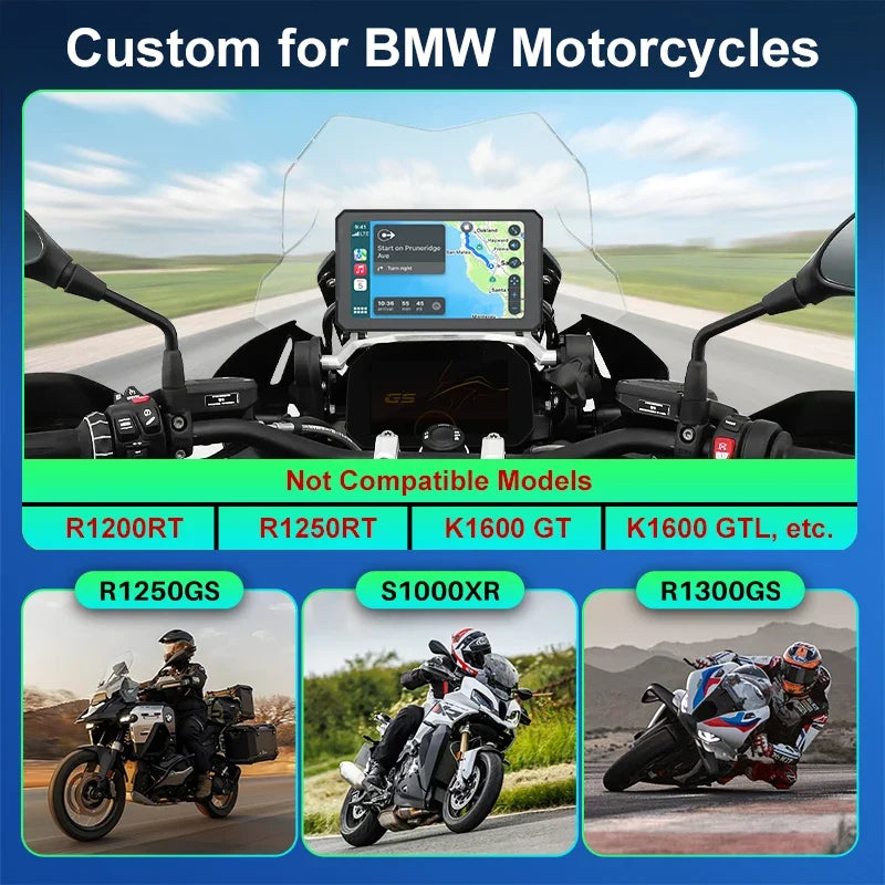For BMW 7 Inch Portable Gps Navigation Motorcycle Navigator Wireless CarPlay Android Auto With Bluetooth Ipx7 Waterproof HD IPS