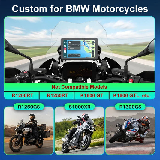 For BMW 7 Inch Portable Gps Navigation Motorcycle Navigator Wireless CarPlay Android Auto With Bluetooth Ipx7 Waterproof HD IPS