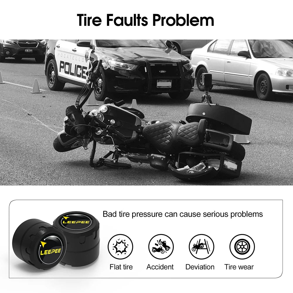 Motorcycle TPMS 2 Sensors Bluetooth 4.0 5.0 Tire Pressure Monitoring System Pit Bike Tyre Tester Diagnostic Set Moto Accessories