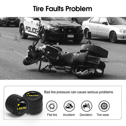 Motorcycle TPMS 2 Sensors Bluetooth 4.0 5.0 Tire Pressure Monitoring System Pit Bike Tyre Tester Diagnostic Set Moto Accessories