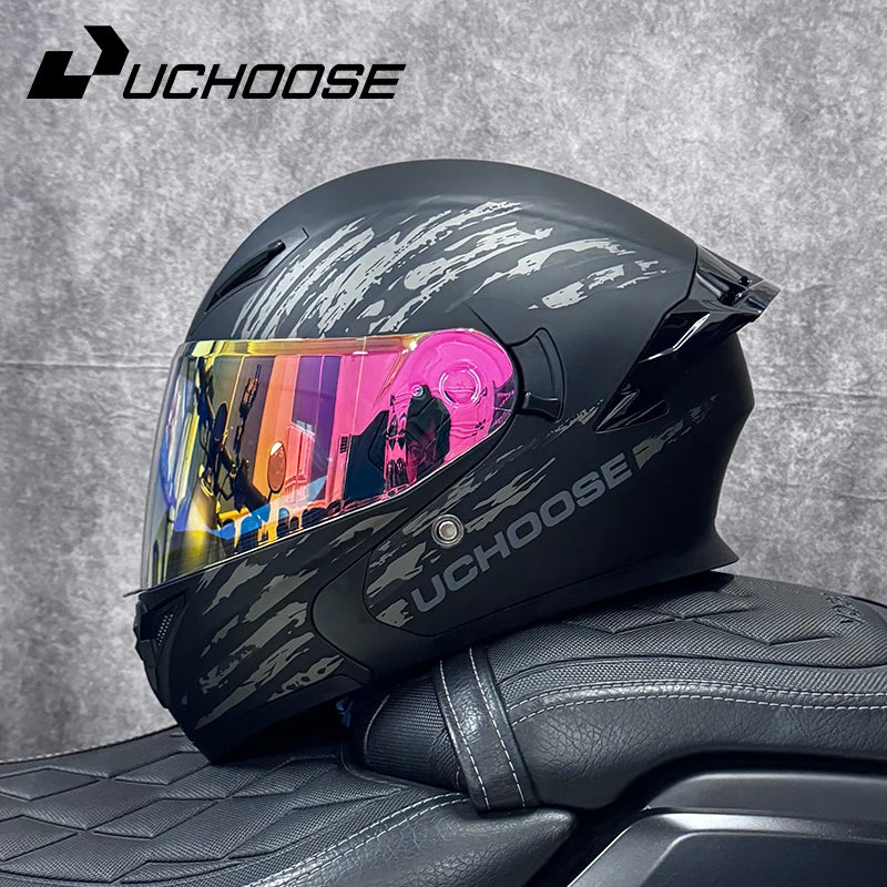 DOT Uchoose Approved Helmets Crash Motorbike Protective Gear Men Women Flip Up Helmet Motorcycle Visor Double Sun