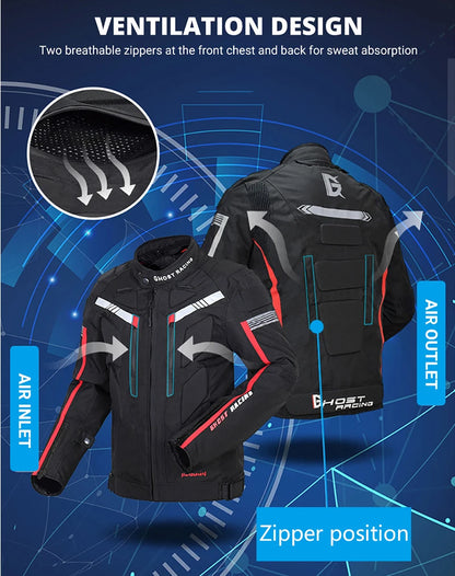 GHOST RACING Motorcycle Racing Jacket Man Waterproof Dirt Bike Pants Set With Protection Racing Suit Motocross Jacket Motor Suit