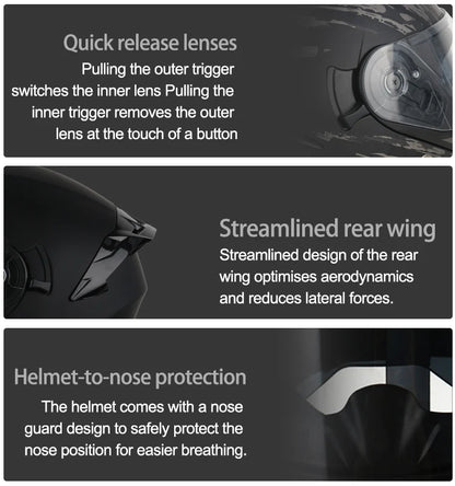 DOT Uchoose Approved Helmets Crash Motorbike Protective Gear Men Women Flip Up Helmet Motorcycle Visor Double Sun