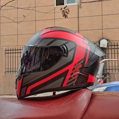 Caschi integrali da corsa invernali caldi con doppia visiera, casco da moto sportivo