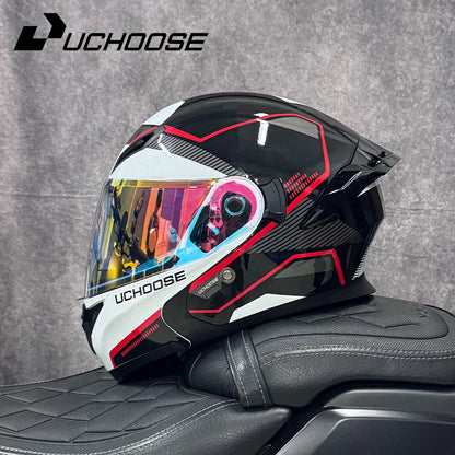 DOT Uchoose Approved Helmets Crash Motorbike Protective Gear Men Women Flip Up Helmet Motorcycle Visor Double Sun