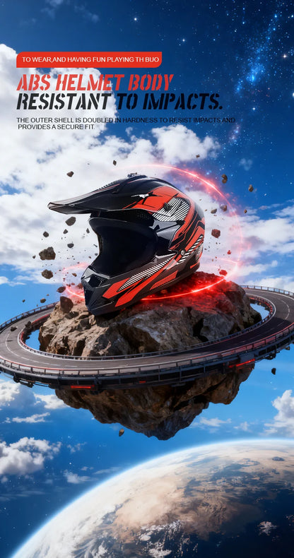 Casco da moto fuoristrada, casco integrale da rally e discesa con occhiali, adatto a tutte le stagioni, per uomini, donne e bambini.