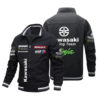 Giacca da motociclista con cappuccio da ciclismo da uomo Kawasaki del 2025, giacca da motociclista, giacca da corsa da uomo, casual e ampia, taglie forti