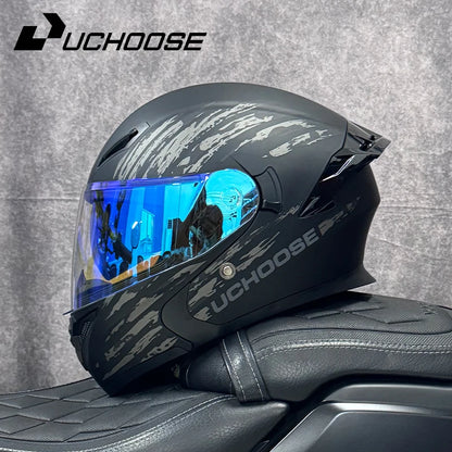 DOT Uchoose Approved Helmets Crash Motorbike Protective Gear Men Women Flip Up Helmet Motorcycle Visor Double Sun