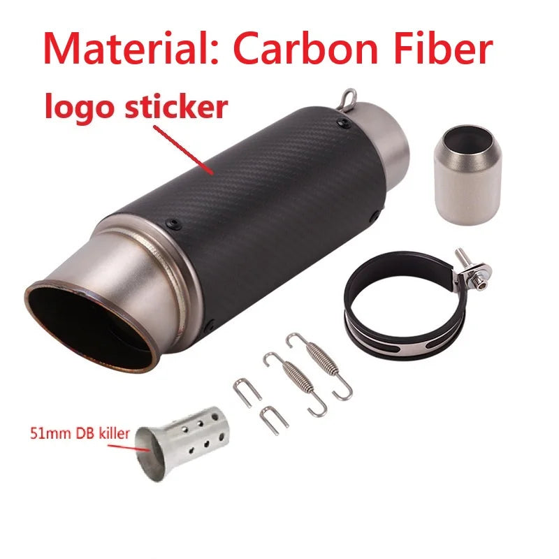 51/60mm Universal motorcycle sc exhaust inox muffler carbon fiber exhaust with DB Killer for z900 R3 R25 MT07 MT09 R1 Z400 Z650