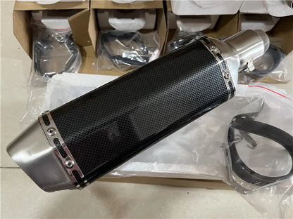 CHmotor Carbon Fiber Motorcycle Exhaust Muffler Pipe 250cc 350cc 600cc Escape Moto Tube For Nmax Tmax530 Msx125 GSR600