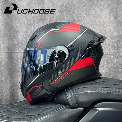 DOT Uchoose Approved Helmets Crash Motorbike Protective Gear Men Women Flip Up Helmet Motorcycle Visor Double Sun