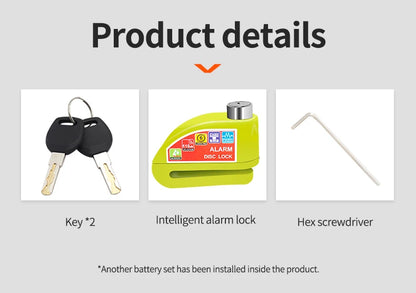 Motorcycle Bicycle Lock Alarm Safety Protection Padlock Disc Aluminum Alloy Anti-Theft Reminder Rope Lock Bag Motorcycle Accesso