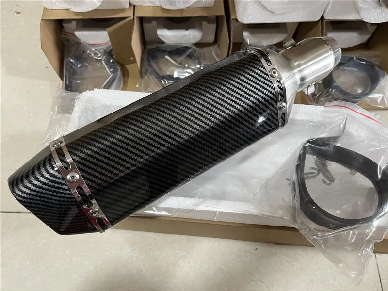 CHmotor Carbon Fiber Motorcycle Exhaust Muffler Pipe 250cc 350cc 600cc Escape Moto Tube For Nmax Tmax530 Msx125 GSR600