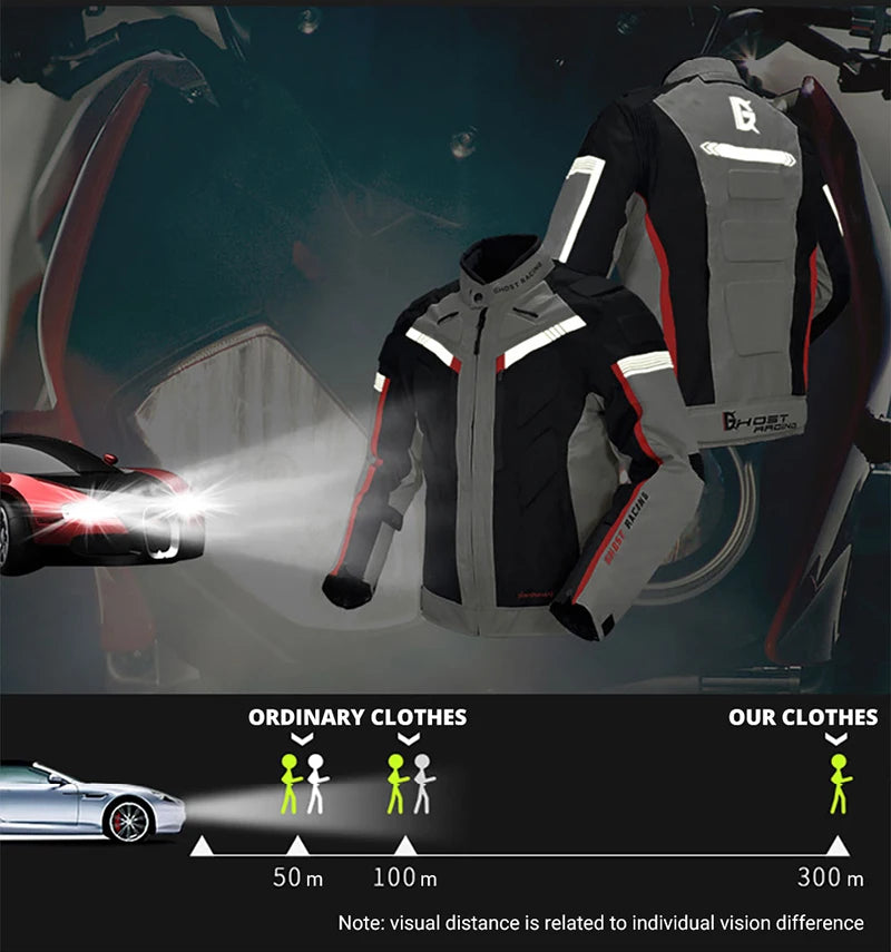 GHOST RACING Motorcycle Racing Jacket Man Waterproof Dirt Bike Pants Set With Protection Racing Suit Motocross Jacket Motor Suit