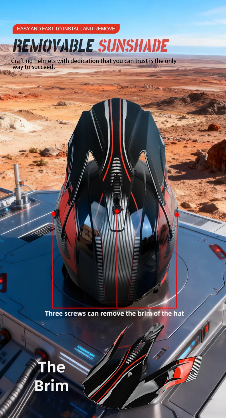 Casco da moto fuoristrada, casco integrale da rally e discesa con occhiali, adatto a tutte le stagioni, per uomini, donne e bambini.