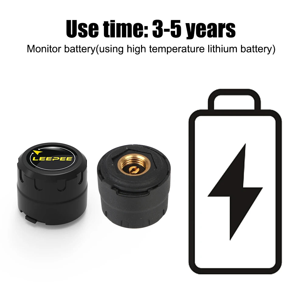 Motorcycle TPMS 2 Sensors Bluetooth 4.0 5.0 Tire Pressure Monitoring System Pit Bike Tyre Tester Diagnostic Set Moto Accessories