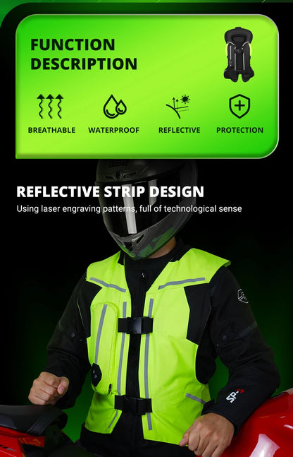 Gilet con airbag per moto, giacca protettiva per il corpo da moto, riflettente, airbag da motocross, gilet protettivo anticaduta