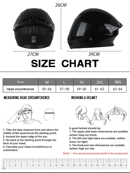DOT Uchoose Approved Helmets Crash Motorbike Protective Gear Men Women Flip Up Helmet Motorcycle Visor Double Sun