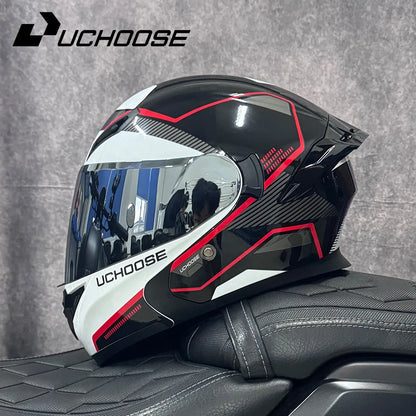 DOT Uchoose Approved Helmets Crash Motorbike Protective Gear Men Women Flip Up Helmet Motorcycle Visor Double Sun