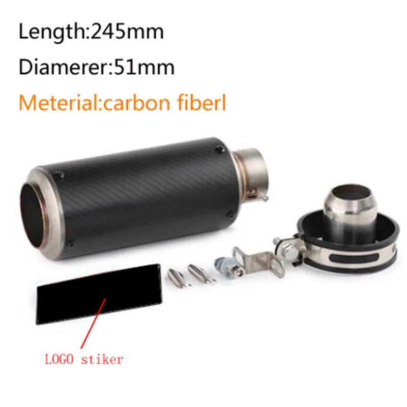 51/60mm Universal motorcycle sc exhaust inox muffler carbon fiber exhaust with DB Killer for z900 R3 R25 MT07 MT09 R1 Z400 Z650