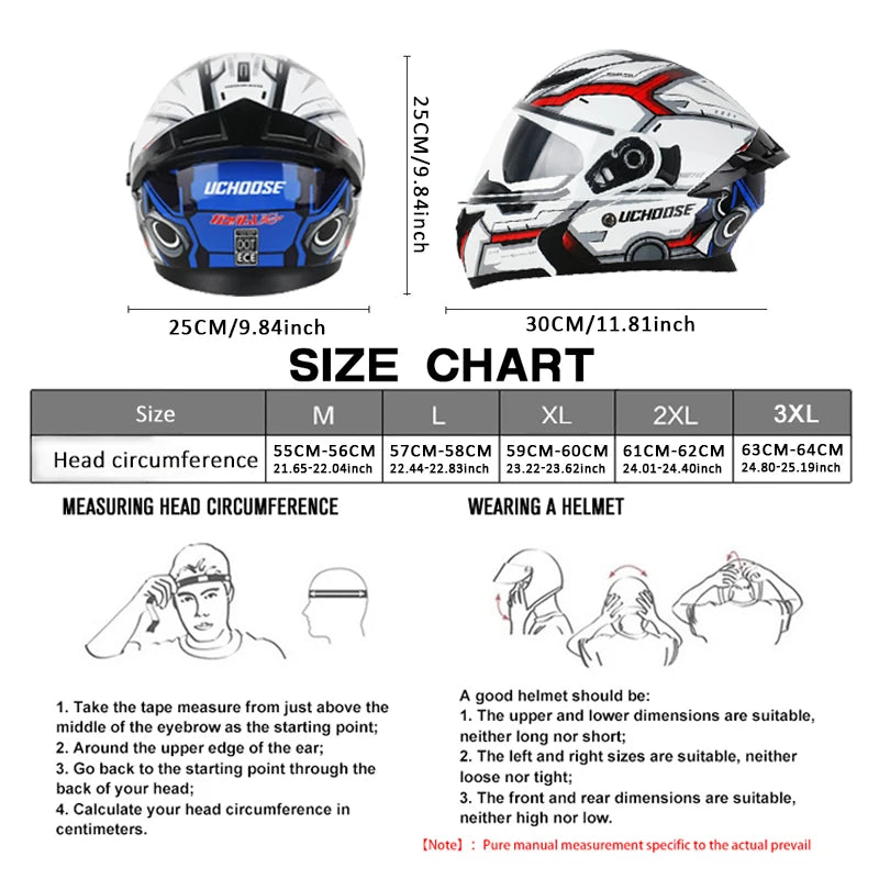 DOT Uchoose Approved Helmets Crash Motorbike Protective Gear Men Women Flip Up Helmet Motorcycle Visor Double Sun