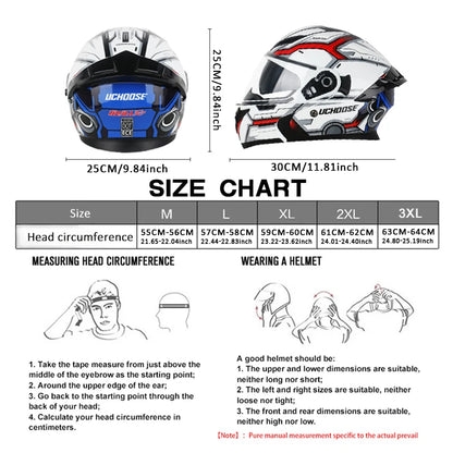 DOT Uchoose Approved Helmets Crash Motorbike Protective Gear Men Women Flip Up Helmet Motorcycle Visor Double Sun