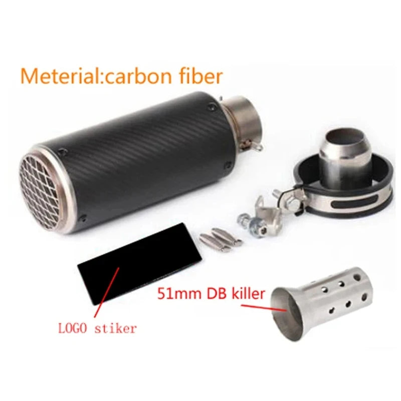 51/60mm Universal motorcycle sc exhaust inox muffler carbon fiber exhaust with DB Killer for z900 R3 R25 MT07 MT09 R1 Z400 Z650