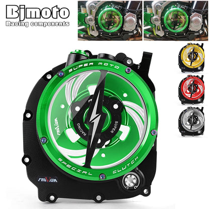 CNC Engine Racing Clear Clutch Cover For Kawasaki Z900RS ZR900 Z900 2017 2018 2019 2020 2021 2022 2023 2024