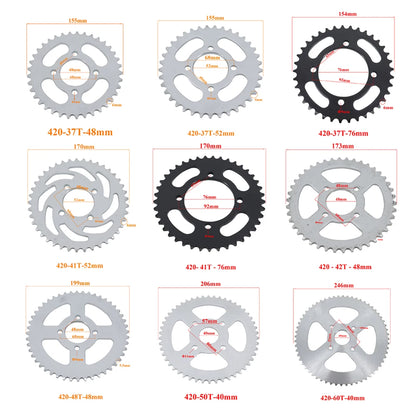 420 Chains 37T/41T/42T/48T/50T/60T Teeth Motorcycle Chain Sprockets Rear Back Sprocket Cog For 110cc 125cc 140cc Dirt Pit Bike