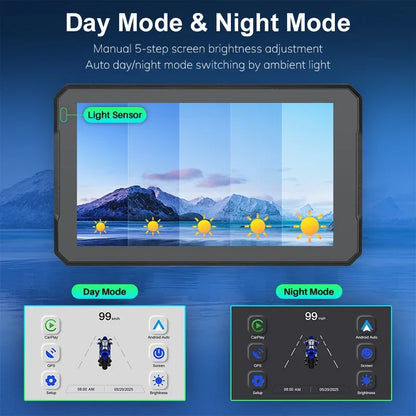 For BMW 7 Inch Portable Gps Navigation Motorcycle Navigator Wireless CarPlay Android Auto With Bluetooth Ipx7 Waterproof HD IPS