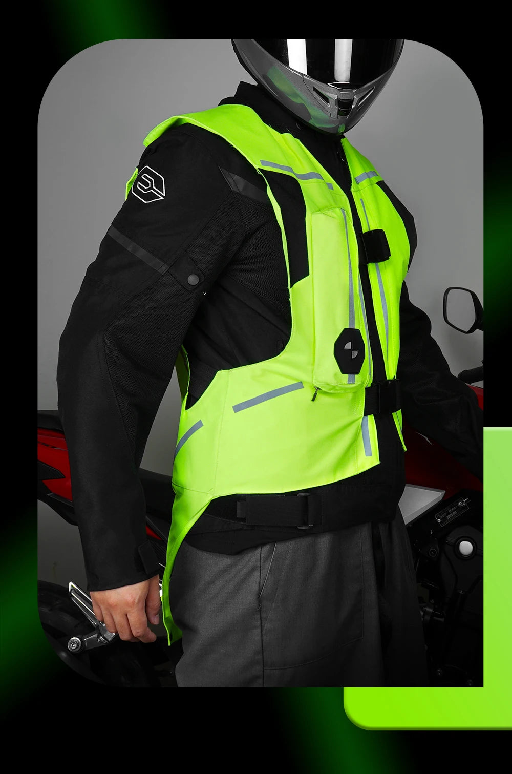 Gilet con airbag per moto, giacca protettiva per il corpo da moto, riflettente, airbag da motocross, gilet protettivo anticaduta