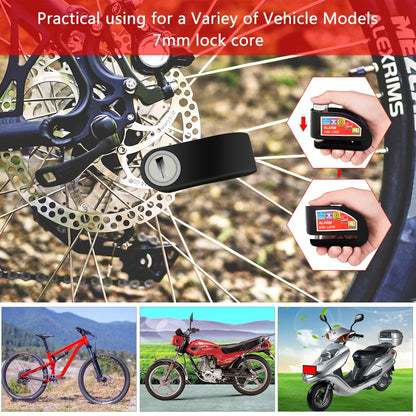 Motorcycle Bicycle Lock Alarm Safety Protection Padlock Disc Aluminum Alloy Anti-Theft Reminder Rope Lock Bag Motorcycle Accesso
