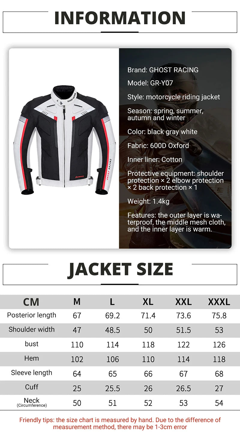 GHOST RACING Motorcycle Racing Jacket Man Waterproof Dirt Bike Pants Set With Protection Racing Suit Motocross Jacket Motor Suit