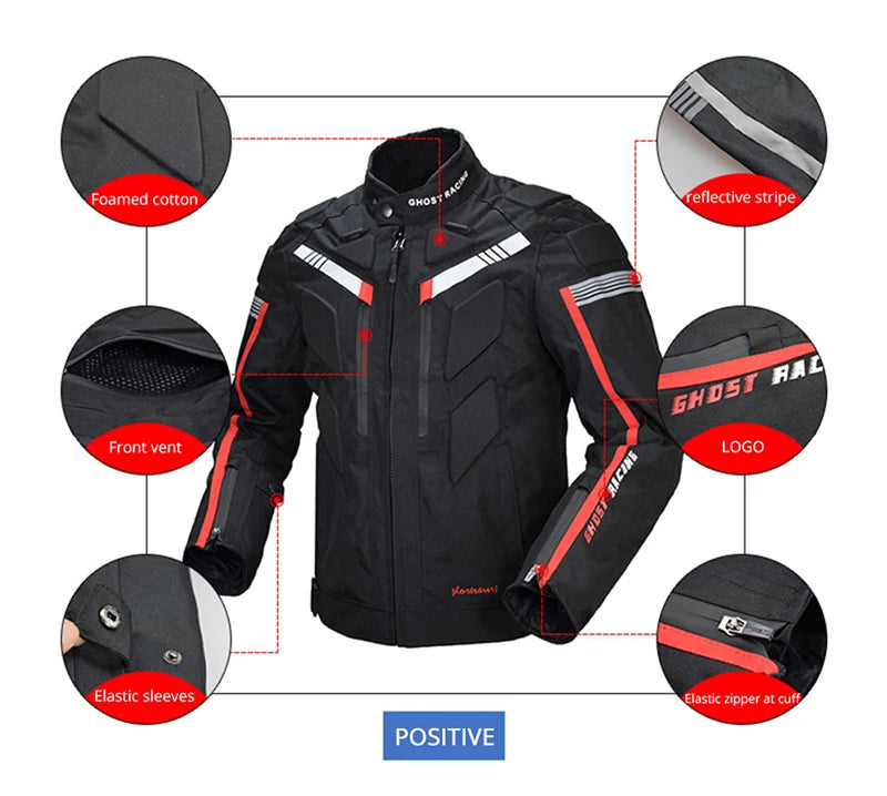 GHOST RACING Motorcycle Racing Jacket Man Waterproof Dirt Bike Pants Set With Protection Racing Suit Motocross Jacket Motor Suit