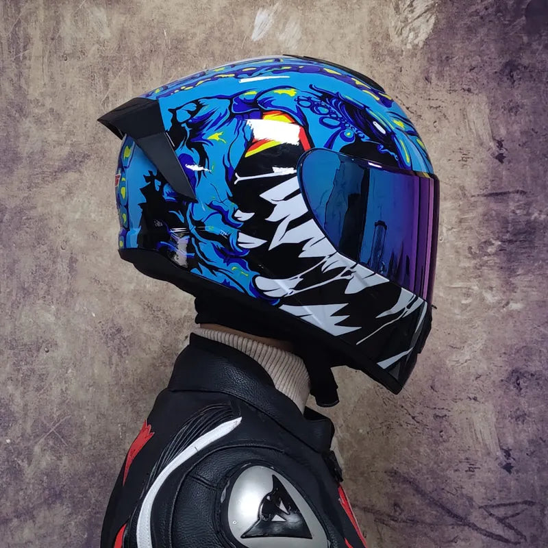 Caschi integrali da corsa invernali caldi con doppia visiera, casco da moto sportivo