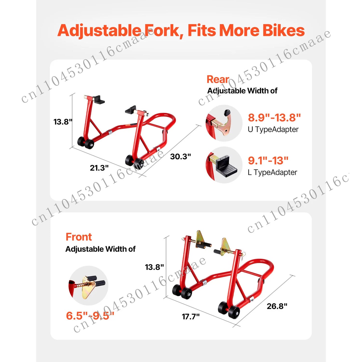 Cavalletto per motocicletta da 850 libbre, sollevatore combinato anteriore e posteriore, cavalletto per doppia forcella anteriore, forcella posteriore U+L, bobina per forcellone oscillante