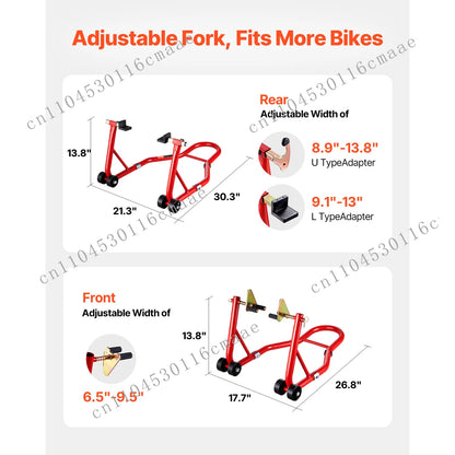 Cavalletto per motocicletta da 850 libbre, sollevatore combinato anteriore e posteriore, cavalletto per doppia forcella anteriore, forcella posteriore U+L, bobina per forcellone oscillante