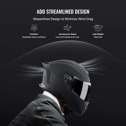 SucceBuy Motorcycle Helmet Full Face Smart Street ABS&High Density Helmet with Bluetooth Slot&Interchangeable Lens Fit for Adult