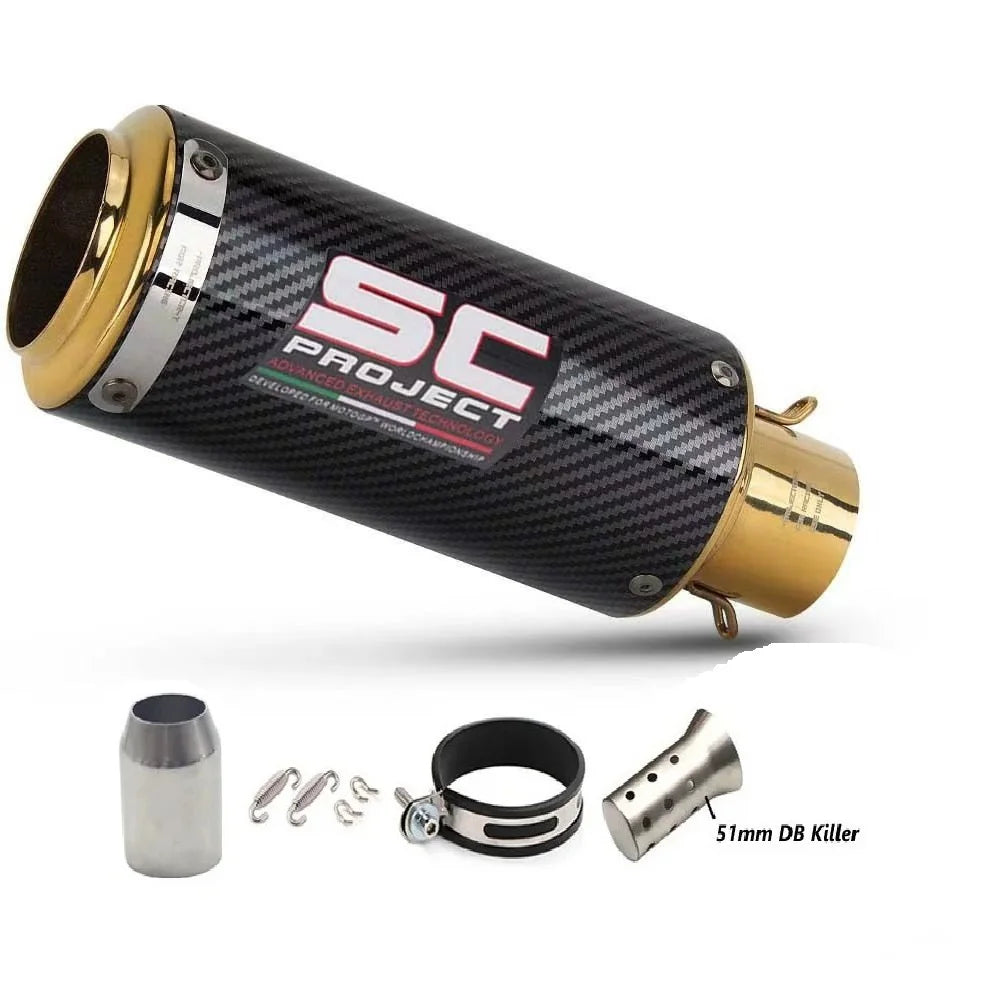 51/60mm Universal motorcycle sc exhaust inox muffler carbon fiber exhaust with DB Killer for z900 R3 R25 MT07 MT09 R1 Z400 Z650