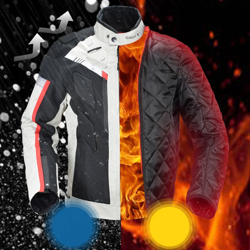 GHOST RACING Motorcycle Racing Jacket Man Waterproof Dirt Bike Pants Set With Protection Racing Suit Motocross Jacket Motor Suit